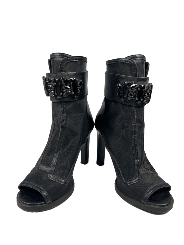 Karl Lagerfeld Women's Black Paris Blayze Peep Toe Mesh Bootie High Heels - 6.5 image 6