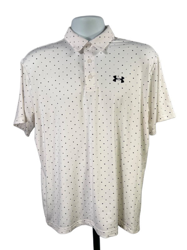 Under Armour Men's White/Black Playoff Short Sleeve Athletic Polo Shirt - M