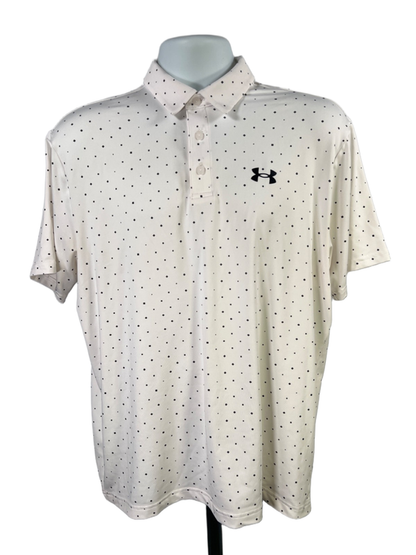 Under Armour Men's White/Black Playoff Short Sleeve Athletic Polo Shirt - M