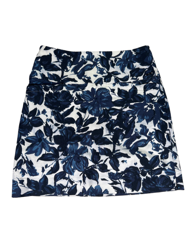 SC & Co Women's Blue Floral Lined Pull On Mini Pencil Skort - S