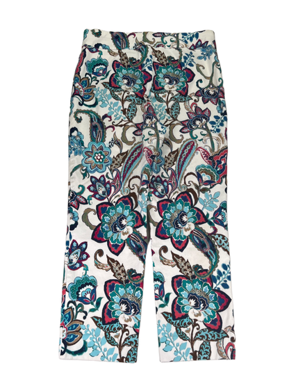 Chico's Women's Blue/White Floral So Slimming Pull On Cropped Pants - 1.5/US 10 image 2