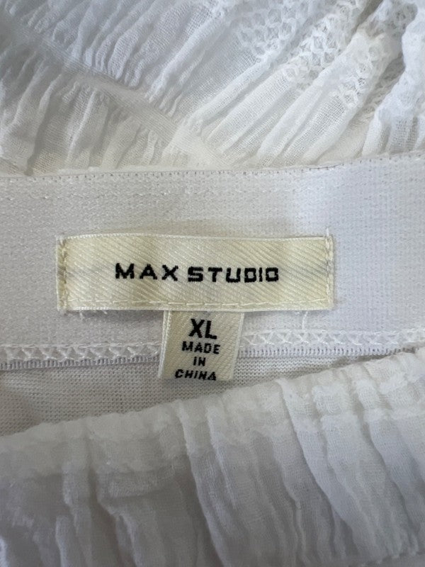 Max Studio Women's White Textured Pull On Lined Midi Skirt - XL image 3