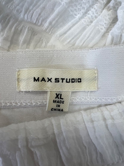 Max Studio Women's White Textured Pull On Lined Midi Skirt - XL image 3