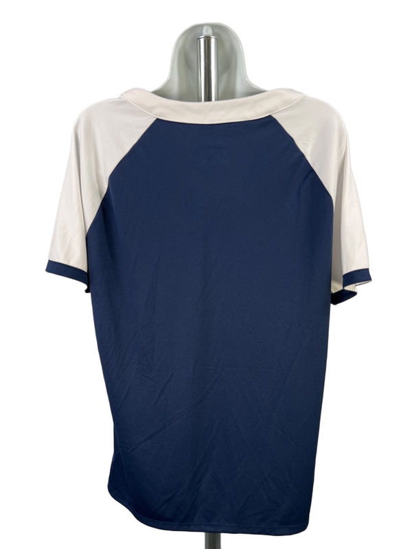 Genuine Merchandise Womens Blue Detroit Tigers Short Sleeve Button Up Shirt - L image 2