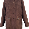 Anne Klein Women’s Brown Faux Fur Lined Button Up Coat - L