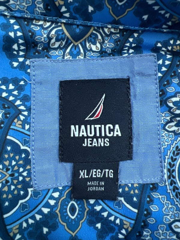 Nautica Women’s Blue Paisley Short Sleeve Polo Shirt - XL image 3