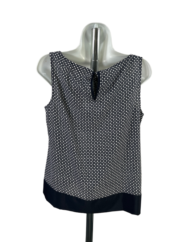 LOFT Women's Blue/White Woven Sleeveless Blouse - M Petite image 2