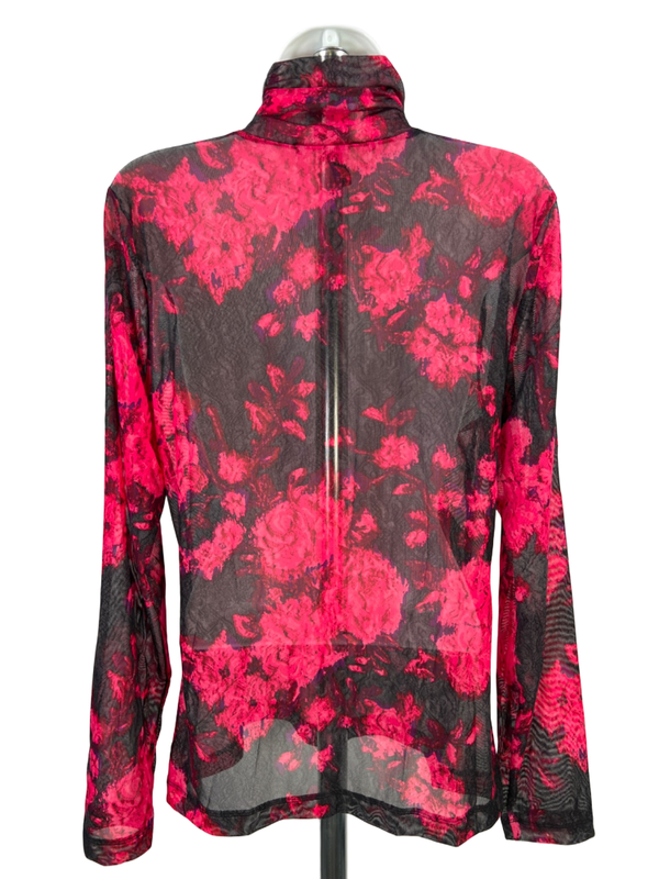 White House Black Market Women's Pink Sheer Long Sleeve Turtleneck Shirt - L image 2