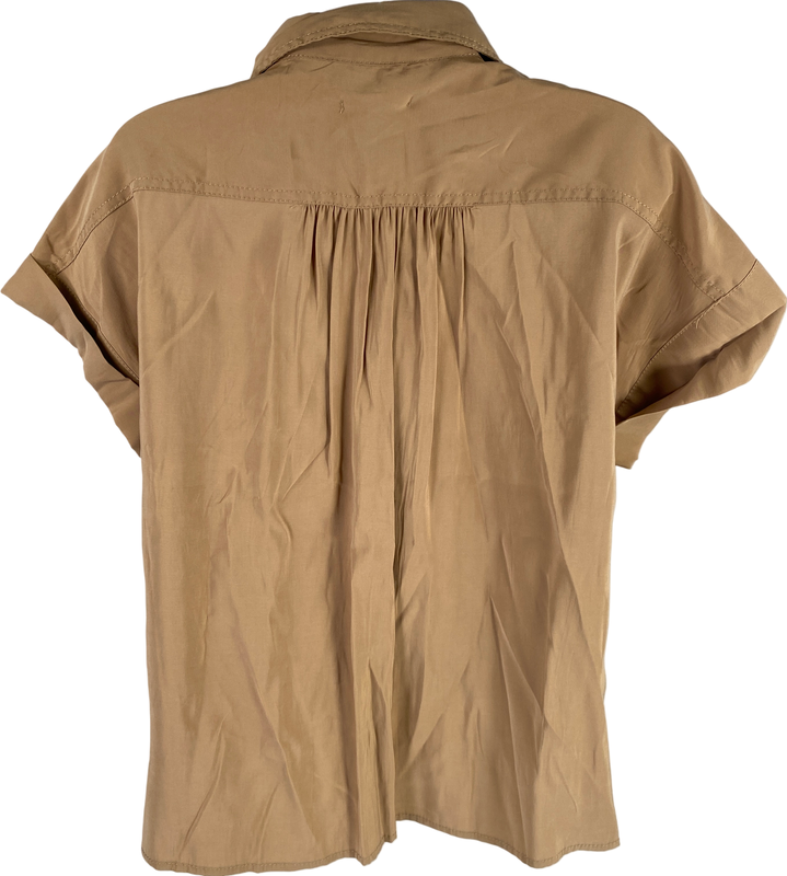 NEW Max Studio Women’s Brown Khaki Short Sleeve Button Up Shirt - XS image 2