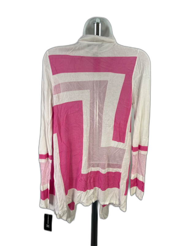 INC International Concepts Women's Pink/White Thin Knit Cardigan Shirt - S image 2
