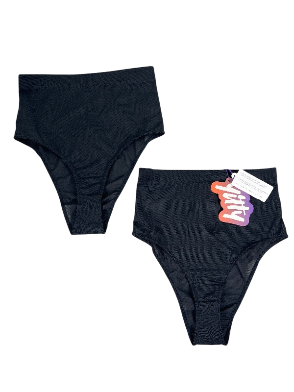 Yitty Women's Black Mesh Me Smoothing High Waist Brief Underwear 2 Pack - S