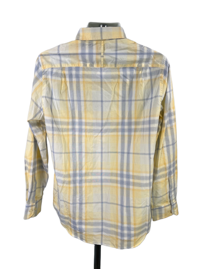 Banana Republic Men's Yellow/Blue Plaid Long Sleeve Button Up Shirt - M image 2