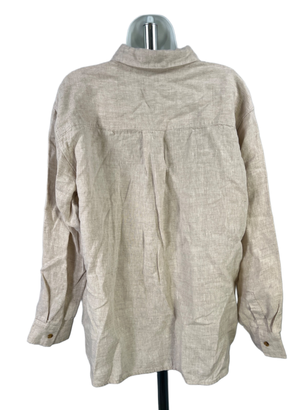 Athleta Women's Beige Retreat Linen Button Up Shirt - L image 2