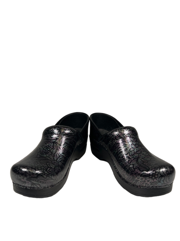 Dansko Women's Black Metallic Patent Leather Professional Work Clogs - 7.5/8 image 6