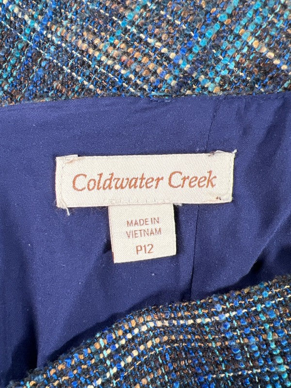 Coldwater Creek Women's Blue Tweed Straight Leg Skirt - 12 Petite image 3