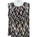 Calvin Klein Women's Black/White Pleated Front Sleeveless Blouse - L