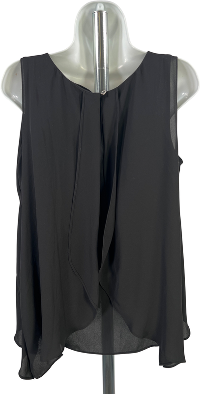 White House Black Market Women’s Black Sleeveless Layered Blouse - M image 2