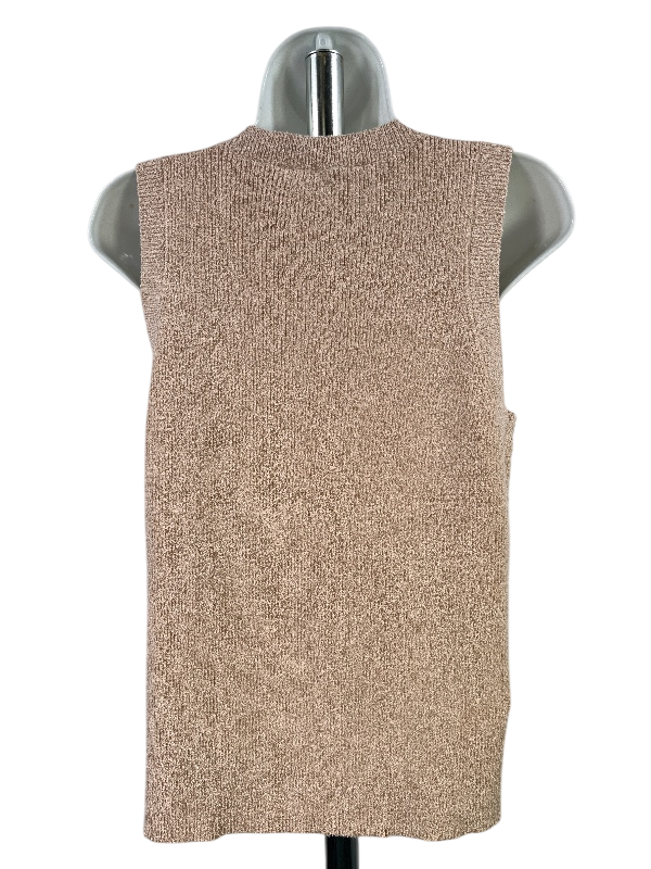 Cyrus NYC Women's Beige/Oat Sleeveless Sweater Tank Top - L image 2