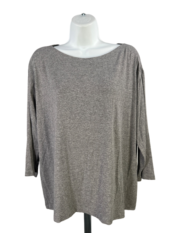 J Jill Women's Gray Heather Basic 3/4 Sleeve Tee Shirt - L