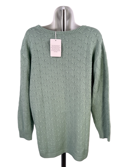 Coldwater Creek Women's Green Knit Long Sleeve Side Button Sweater - L Petite image 2