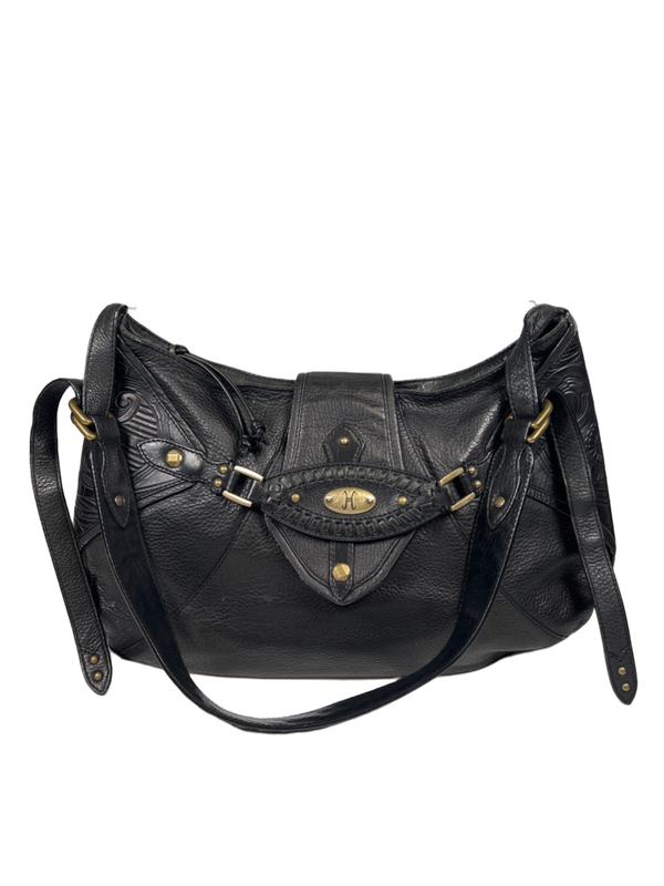 Cole Haan Women's Black Leather Sierra Tooled Shoulder Bag Purse W/ Dust Bag image 2