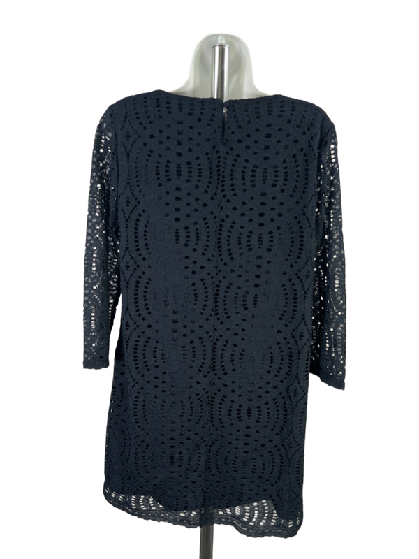 J Crew Women's Blue Lace 3/4 Sleeve Lined Mini Dress - 6 image 2