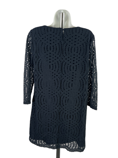 J Crew Women's Blue Lace 3/4 Sleeve Lined Mini Dress - 6 image 2