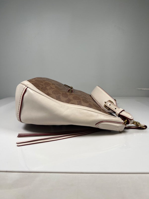 Coach Women's Brown/Ivory Coated Canvas Sutton Hobo Shoulder Bag Purse image 3
