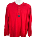 Structure Men's Red Blue Original Outdoor Long Sleeve Quarter Button Shirt - XL