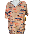 Carhartt Womens Beige Force Cross Flex Modern Fit Horse Print Scrub Top - XL