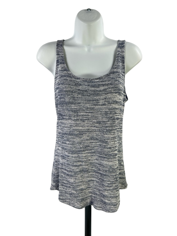 White House Black Market Women's Blue Metallic Tank Top - S