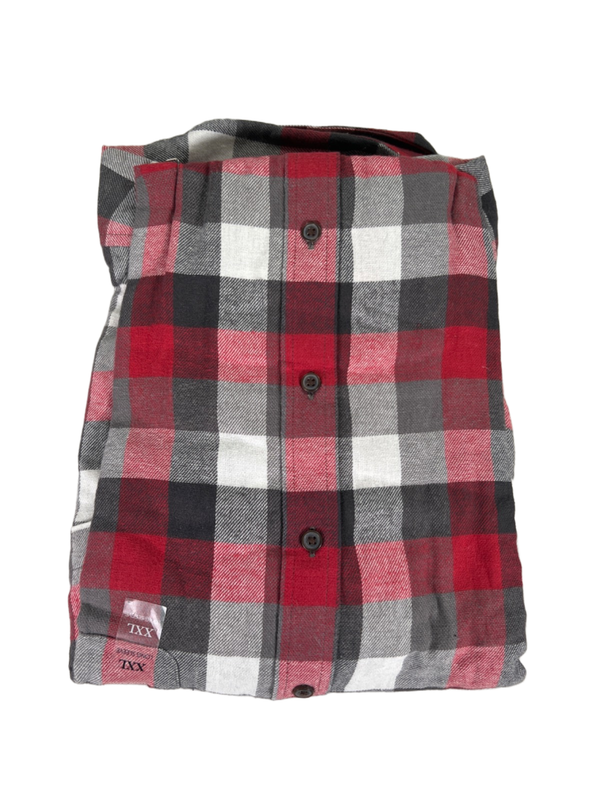 Croft & Barrow Men's Red/Gray Plaid Long Sleeve Button Up Flannel Shirt - XXL image 2