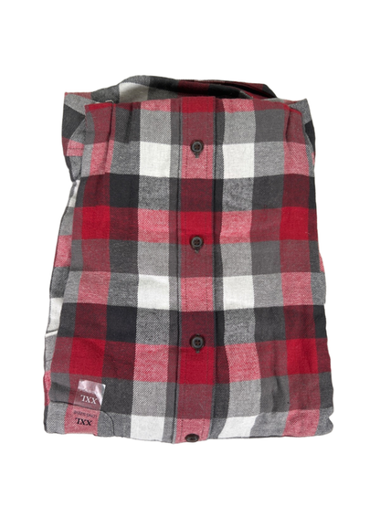 Croft & Barrow Men's Red/Gray Plaid Long Sleeve Button Up Flannel Shirt - XXL image 2