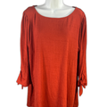 Max Studio Women's Orange 3/4 Tie Sleeve Blouse - Plus 1X
