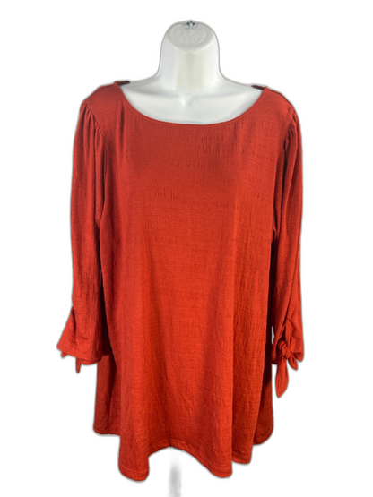 Max Studio Women's Orange 3/4 Tie Sleeve Blouse - Plus 1X