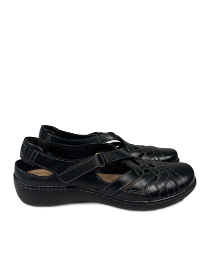 Clarks Women's Black Leather Cora Dream Closed Toe Slingback Sandals - 8.5