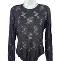 Istante by Versace Women's Black Vintage Lace Long Sleeve Bodysuit - 44/US L
