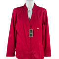 Express Women's Red Original Essential V Neck Long Sleeve Button Up Blouse - M
