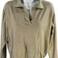 Milano Women’s Light Green V-Neck Collared Long Sleeve Sweater - S
