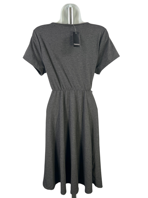 Torrid Women's Gray Jersey Knit Tie Waist Skater Dress - 0 Plus image 2