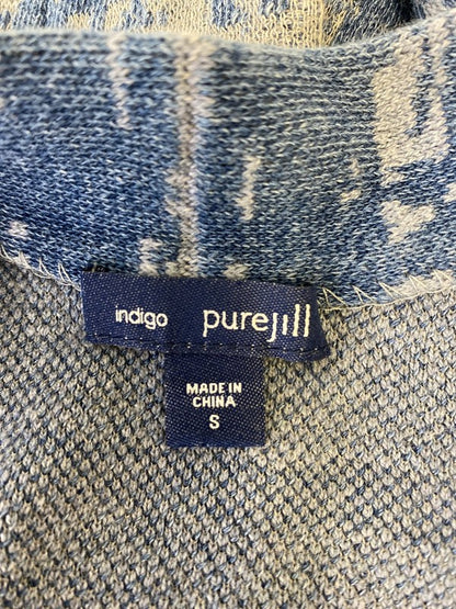 Pure J.Jill Indigo Women’s Blue Long Sleeve One Button Cardigan Sweater - S image 3