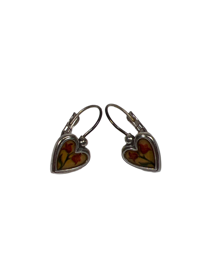 Brighton Women's Silver Plated Floral Heart Shaped Dangle Lever Back Earrings