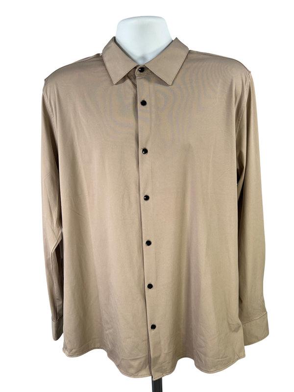 Kennth Cole Men's Brown/Tan Long Sleeve Button Up Shirt - XL