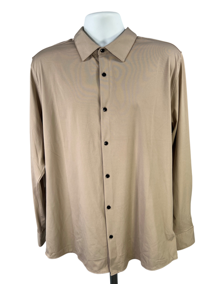 Kennth Cole Men's Brown/Tan Long Sleeve Button Up Shirt - XL