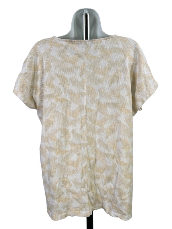 Lands End Women's Beige/White Short Sleeve Textuted T-Shirt - XL image 2