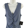 Lulus Women's Blue Ruched Front Sleeveless V-Neck Tank Top - XL
