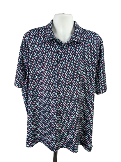 Callaway Men's Blue Parrot Print Opti-Dri Short Sleeve Golf Polo Shirt - 2X