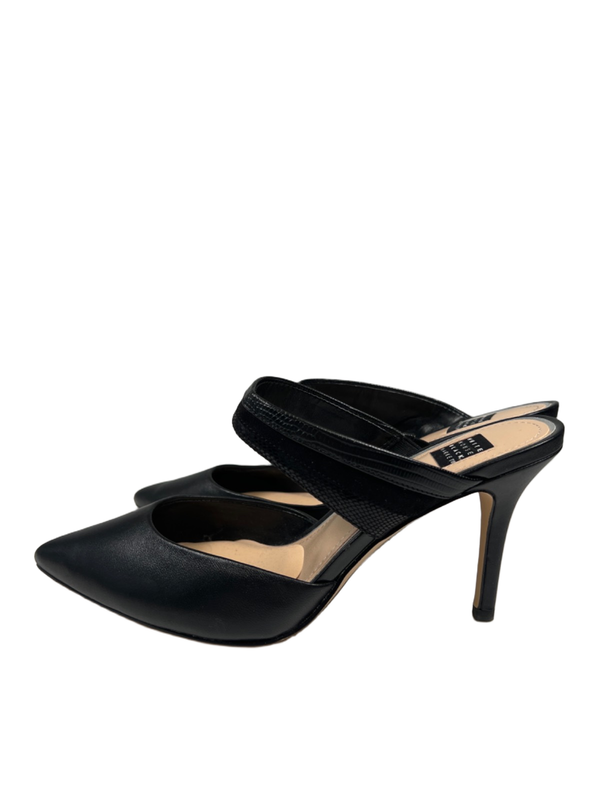 White House Black Market Women's Black Lisa Pointed Toe Mule Heels - 7.5 image 5