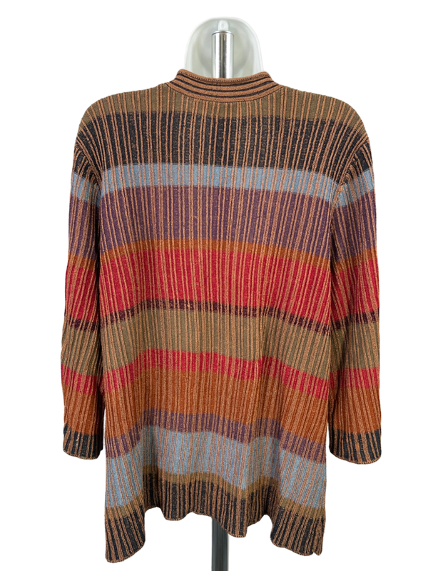 Coldwater Creek Women's Brown/Mulitcolor 1/2 Sleeve One Button Sweater - XL image 2