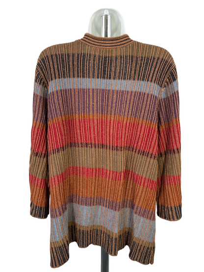 Coldwater Creek Women's Brown/Mulitcolor 1/2 Sleeve One Button Sweater - XL image 2